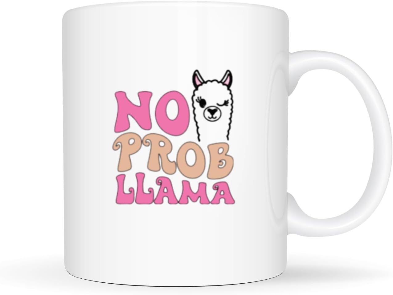 Temas Store No Prob Llama Ceramic Coffee Mug β Funny Animal Pun Gift, Cute Llama Design, Double-Sided Print β Dishwasher & Microwave Safe (White, 11, Ounces)
