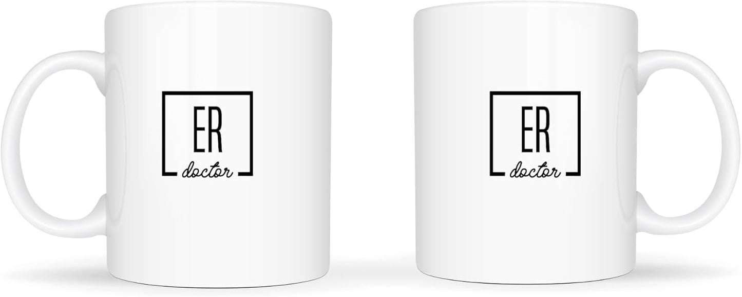 Temas Store ER Doctor Design Ceramic Coffee Mug, 11 oz, White | ED, A&E, Emergency Room Doctor Gifts