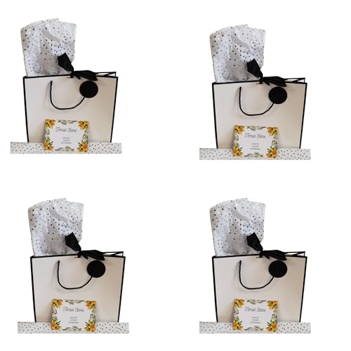 Temas Gift Bags Pack of 4 with Luxury Glossy Dots Tissue Wrapping Paper | Available in Various Colour - For Any Occasion