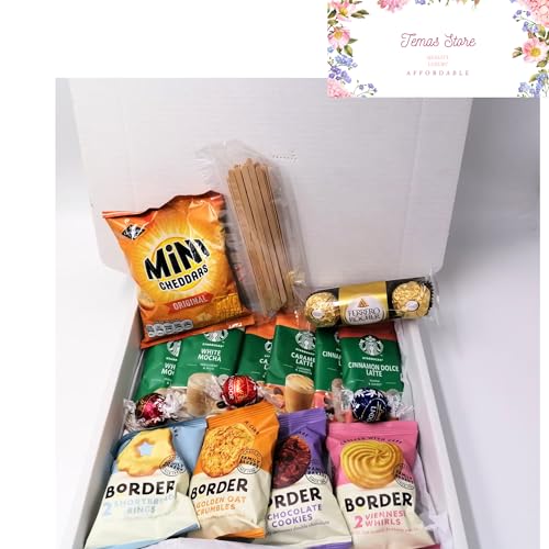 Temas Instant Coffee Gift Box For Men and Women - Coffee Lovers Gifts Set Hamper - Instant Coffee, Border biscuits, Chocolates, and Stirrer - Delights for All Occasions (Coffee Box A)