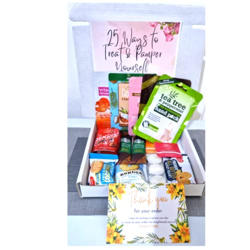Head To Toe Pampering Treat Gift Box Hamper |Tea and Snack Time Gift Set | Hot chocolate| Hair Sheet, Collagen Face mask, Foot Pack, Hand| Chocolate |Birthdays, Christmas, Thinking of You|17 In A Box