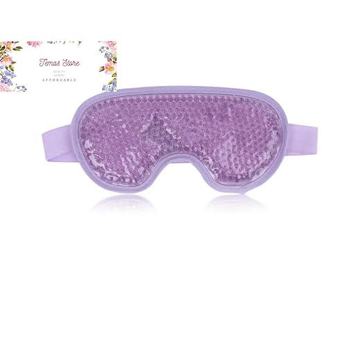Temas Cooling Eye Mask for Puffy Eyes, Reusable Hot Cold Therapy Gel Cold Eye Mask for Migraine, Headache, Dark Circles, Dry Eyes, Swollen Eyes, Sinus Pain - Blue Green and Purple