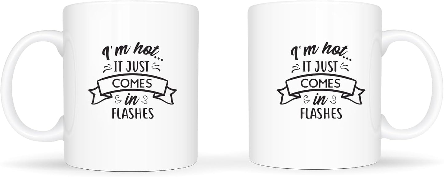 Temas Store Funny Menopause Mug – 11oz Ceramic Coffee Cup with Humorous Sayings | Hot Flush, Mood Swings & Menopause Gift for Women, Friends & Coworkers