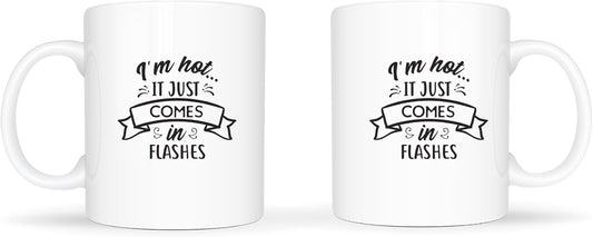 Temas Store Funny Menopause Mug – 11oz Ceramic Coffee Cup with Humorous Sayings | Hot Flush, Mood Swings & Menopause Gift for Women, Friends & Coworkers
