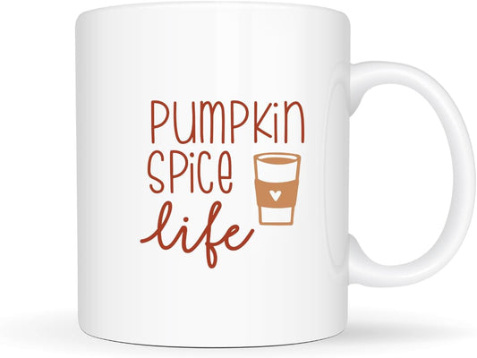 Temas Store Pumpkin Spice Life Mug – Funny Ceramic Coffee Cup for Fall & Halloween – Available in 11oz & 15oz – Pumpkin Latte Design Gift for Him, Her, Friends, or Coworkers