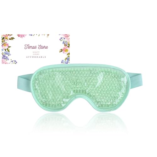 Temas Cooling Eye Mask for Puffy Eyes, Reusable Hot Cold Therapy Gel Cold Eye Mask for Migraine, Headache, Dark Circles, Dry Eyes, Swollen Eyes, Sinus Pain - Blue Green and Purple