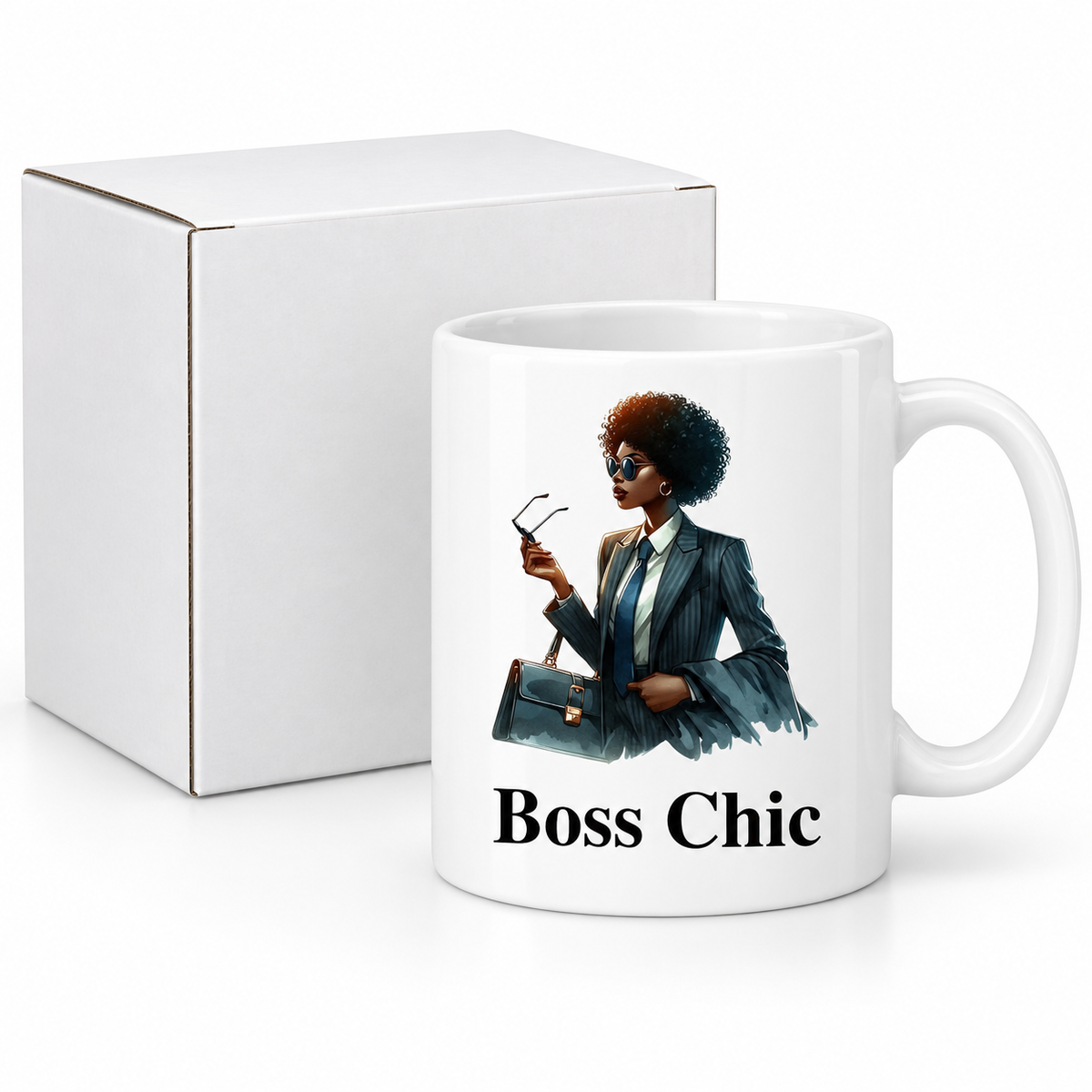 Boss Chic ceramic mug with protective white presentation box