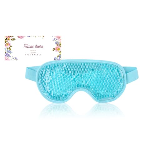 Temas Cooling Eye Mask for Puffy Eyes, Reusable Hot Cold Therapy Gel Cold Eye Mask for Migraine, Headache, Dark Circles, Dry Eyes, Swollen Eyes, Sinus Pain - Blue Green and Purple